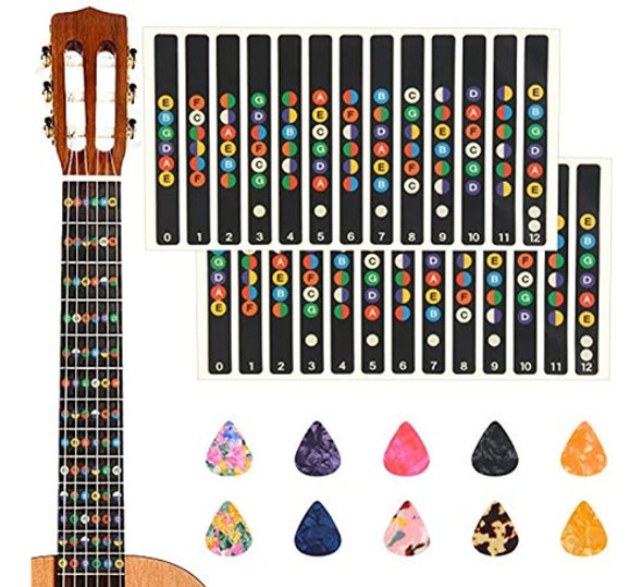 2 Pegatinas De Diapasón De Guitarra, Pegatinas De Notas De G 0