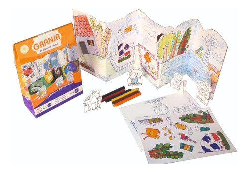 Juego Escenario Desplegable Pintar Armar Granja Stickers 0