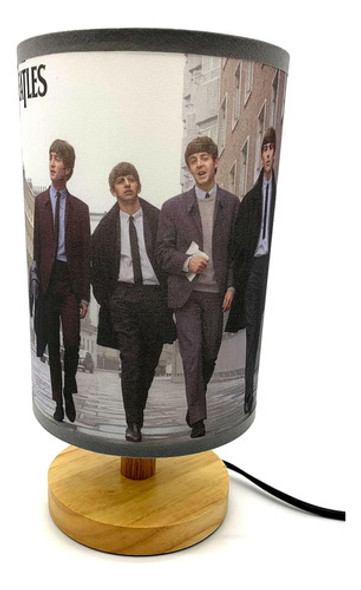 Lámpara De Mesa Luz De Noche De Noche Beatles Base De Madera 0