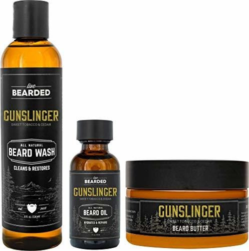 Live Bearded: Kit De Cuidado De Barba De 3 Pasos - Pistolero 0