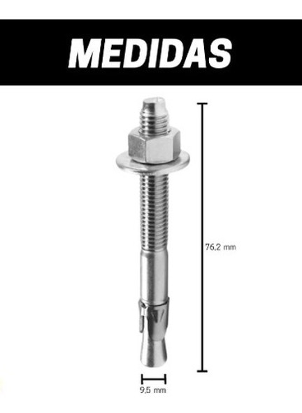 Chumbador Parabolt 3/8x3 C/ Porca E Arruela Kit 25 Unidades 1 Chumbador Parabolt 3/8x3 C/ Porca E Arruela Kit 25 Unidades 1