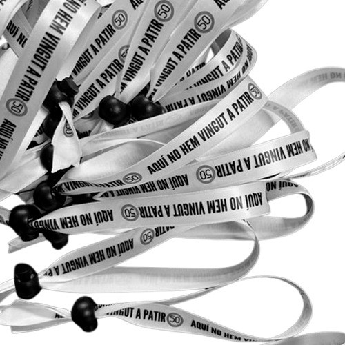 Pulsera Tela Personalizada - Pack 50 Unidades- Blanco/negro 0