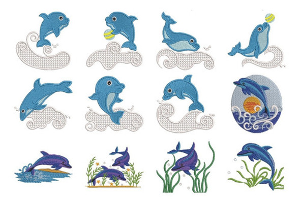 36 Matrices P/ Maquina De Bordado Delfines / Animales 1