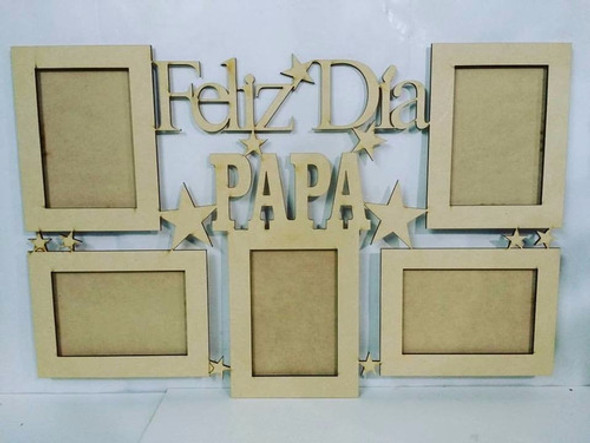 Cuadro Portarretrato Multifotos Mdf Papa-abuelos 60x40 0