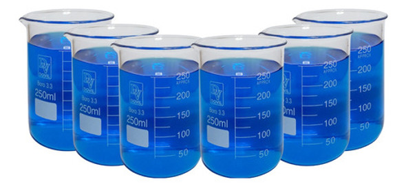 Kit 6 Béquer Becker De Vidro Forma Baixa (griffin) 250ml 0 Kit 6 Béquer Becker De Vidro Forma Baixa (griffin) 250ml 0
