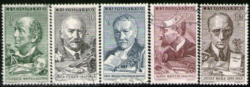 Checoslovaquia Serie X 5 Sellos Poeta = Pintor = Autor 1961 0