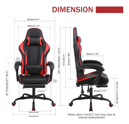 Silla De Juego Con Masajeador, Silla De Juego Roja Y Negra S 1