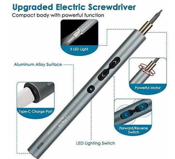 Destornillador Precisión Eléctrico Inalámbricos 24 Led Usb 1
