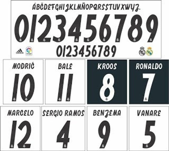 Estampado Real Madrid Titular 2018/19 1 Digito + Nombre 0 Estampado Real Madrid Titular 2018/19 1 Digito + Nombre 0