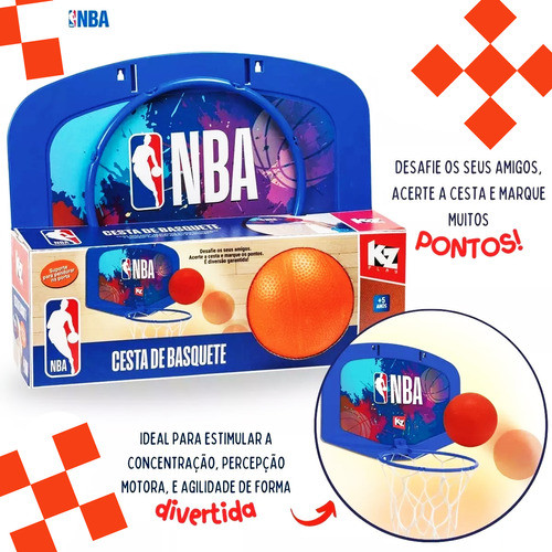 Cesta Basquete Infantil Mini Tabela Com Bola Original Nba 1