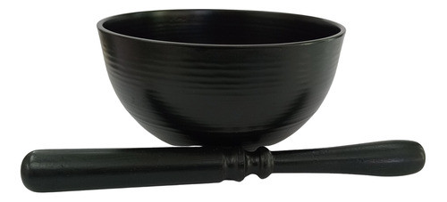 Gong - Cuenco Budista Mediano Negro+palito Madera Torneada 0