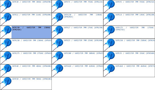 Pack 30x S07k150 Varistor 7mm 150vac (07n241k) 1