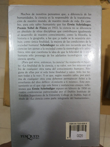 Libro:ciencia Y Humanismo-erwin Schrordinger 1