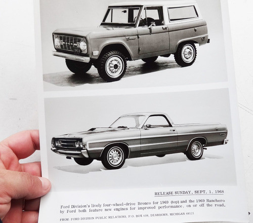 Foto Antigua Ford Bronco Fairlane Ranchero  No Folleto  1969 0