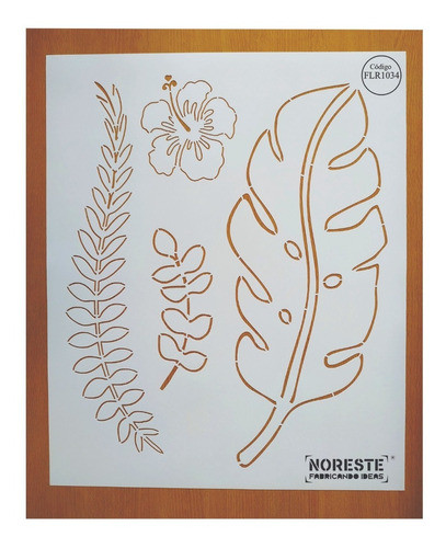 Stencil Hojas Tropicales Mix  Linea Contorno 50x60 Flr1034 0