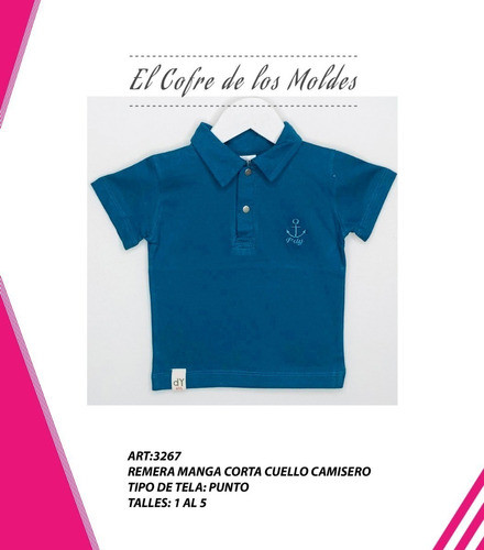 Molde Digital Remera Bebe Cuello Camisero,pack Talles 1 Al 5 1
