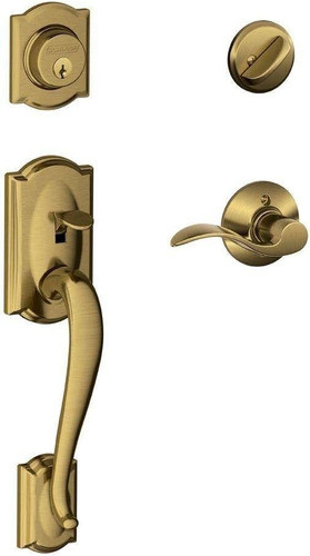 Cerradura Puerta Exterior  Manijon Y Tambor Bronce Pulid 5rh 0