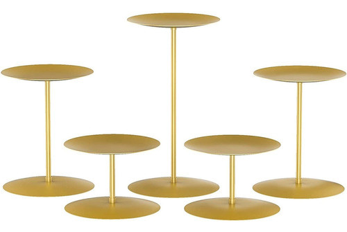 5 Soporte Para Velas Smtyle Con 3 Alturas Dorado 0