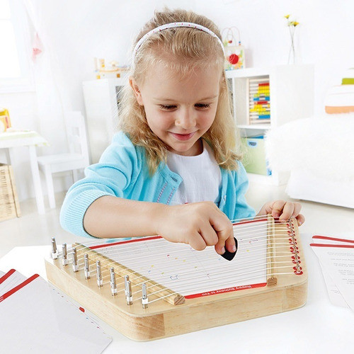 Arpa De Sobremesa Cítara Infantil Hape Instrumento Juguete 1