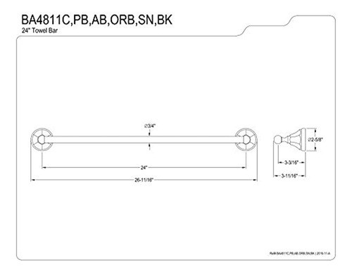 Kingston Brass Ba4811pb Barra De Toalla Metropolitana De 24 1