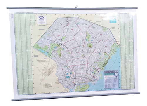 Mapa Mural Caba (con Los Barrios Y Calles) 95x65 Cm 1