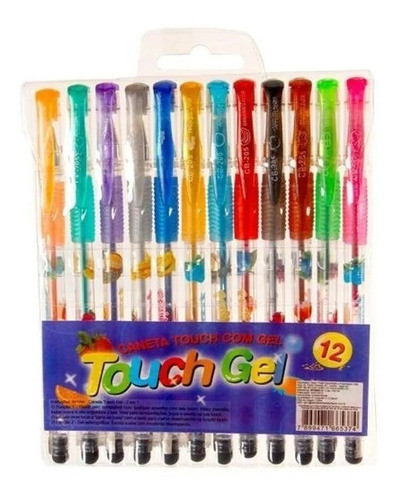 12 Canetas Gel Coloridas Perfumadas Glitter Neon Promoção 1