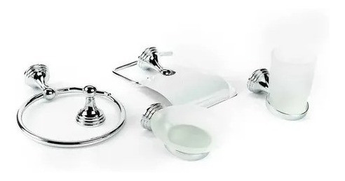 Set Baño 5 Piezas Gloa Kit Cromado Accesorios Salvinia Metal 1