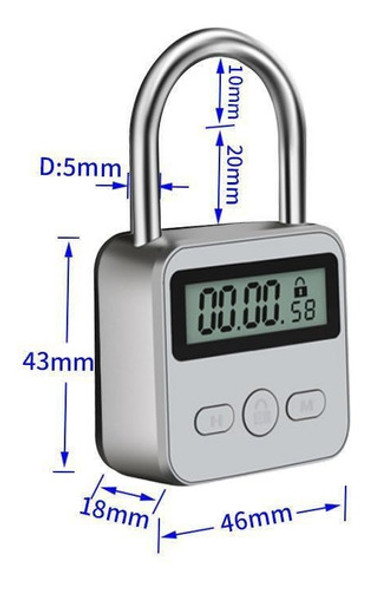 Candado De Metal C/temporizador Pantalla Lcd Usb Recargable 1