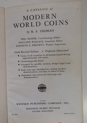 Catalog Of Modern World Coins 1850-1964. Yeoman 1