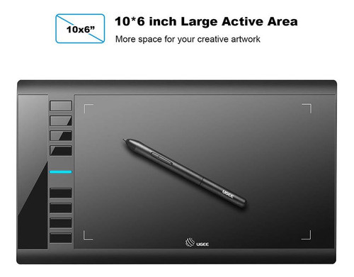 Tableta Gráfica Ugee M708 10x6 PuLG Dibujo 8 Botones Lápiz 1