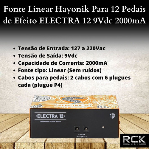 Fonte Linear Hayonik P/12pedais Efeito Electra 12 9vdc2000ma 1