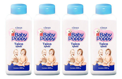 Talco Infantil Baby Poppy 4x200g Pele Do Bebê Muito Cheirosa 0