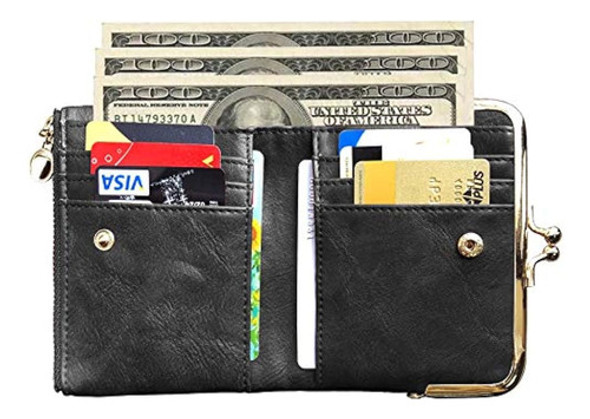 Cartera Para Mujer Pequeña Bifold Rfid Mini Monedero Vintage 1