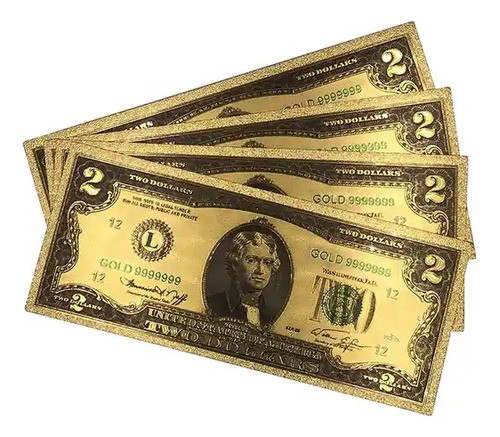 Billete Feng Shui Coleccionable 2 Dólares Abundancia Oro 1