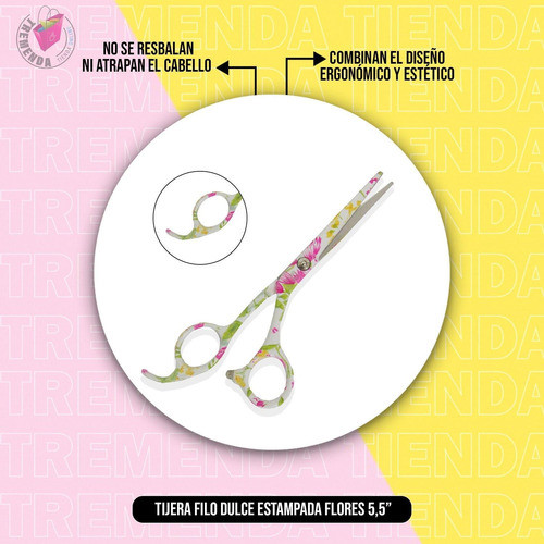 Tijera Filo Dulce Para Corte Profesional 5,5  Pulgada Flores 1