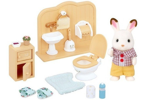 Sylvanian Set Baño Hermano Familia Conejo Chocolate 5015sy 1