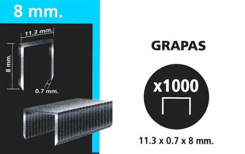 Broches Grampas Para Engrampadora 8mm X 11.3 X 0.7 X 1000 U 1