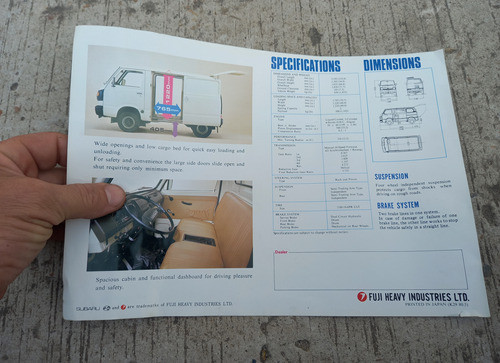 Antiguo Folleto Japan - Subaru 600 - Delivery Van 1