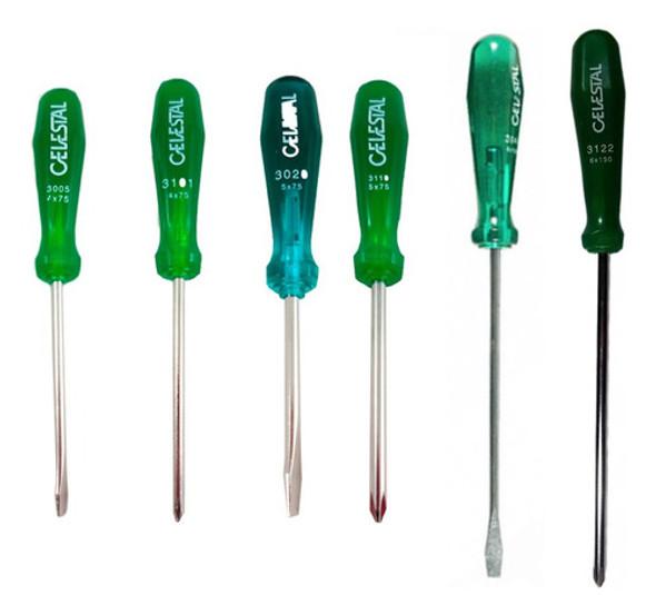 Juego De 6 Destornilladores Planos Phillips Celestal - Tormi 0