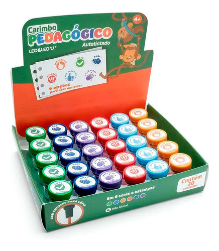 Carimbo Infantil Pedagógico Divertido Escolar C/ 30 Und 0