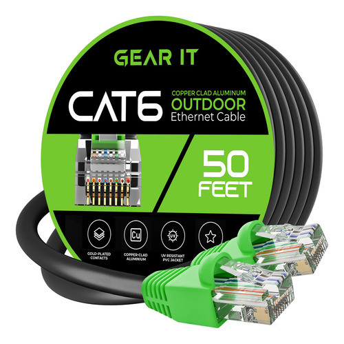 Gearit Cable Ethernet Cat6 Para Exteriores (50 Pies) Revesti 0