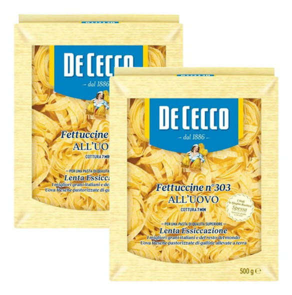 Fideos Fettuccine Al Huevo N°303 De Cecco 500 G. X2 0