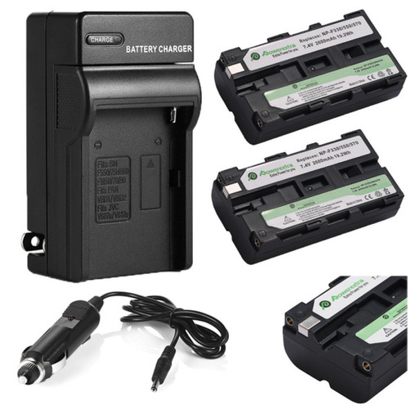 2 X 2600mah Batería + Cargador Para Sony Np-f330 Np-f550 Np- 0