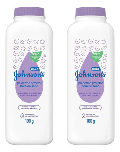 Kit 2 Talco Johnsons Baby 100g Hora Do Sono Naturalcalm 0