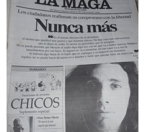 Revista La Maga * Nº 27 - Fed. Moura , Fito Paez - Año 1992 0
