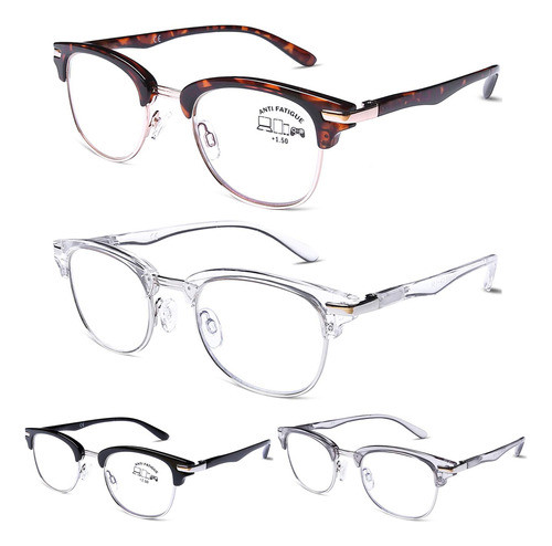 Doovic Paquete De 4 Lentes De Lectura Con Bloqueo De Luz Azu 0