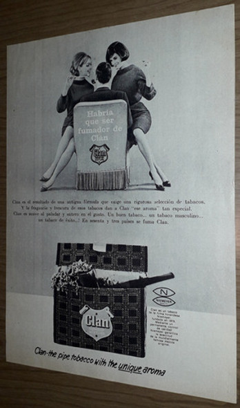 P568 Clipping Antigua Publicidad Tabaco Clan Año 1966 1