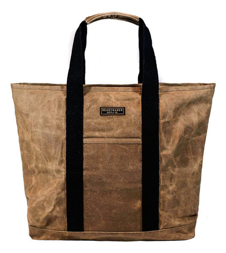 Readywares Waxed Canvas Zip Top Tote Bag Con Asas Envueltas 0