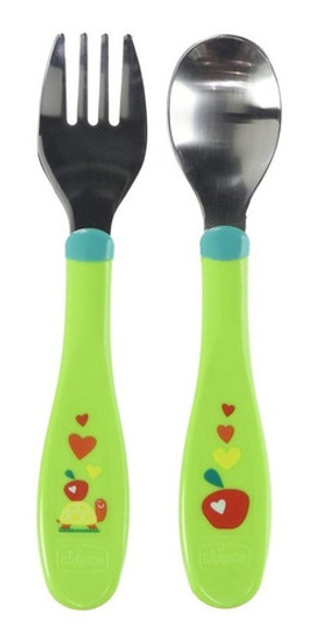 Cubiertos Chicco Tenedor Cuchara Para Bebes Acero Inoxidable 1