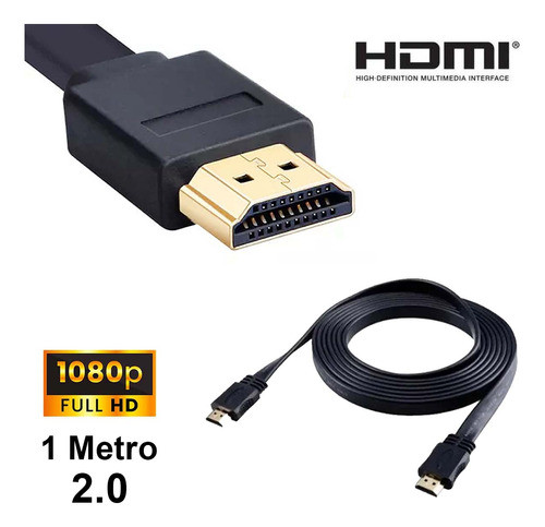 Cabo Hdmi 1 Metro 2.0 Full Hd Tv Pc Ps3 Xbox Flat Gold Exbom 1
